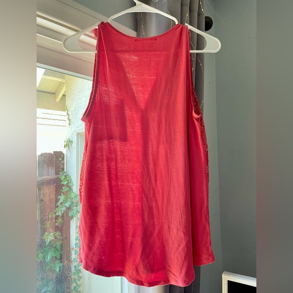 Sleeveless Coral Pink Top w/Sheer Layered Front, Size S - Picture 14 of 16